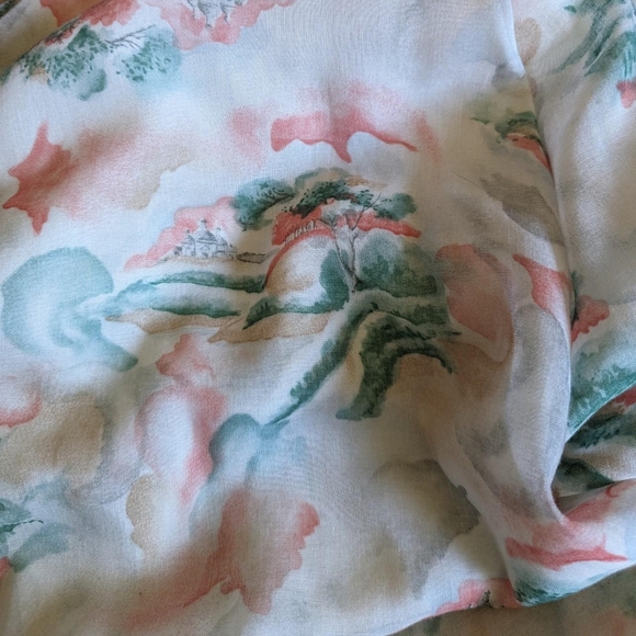 Vintage 70's Formal Landscape Print Maxi Dress - Picture 4 of 6